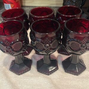 Elegant Ruby Red Goblet Set Cape Code